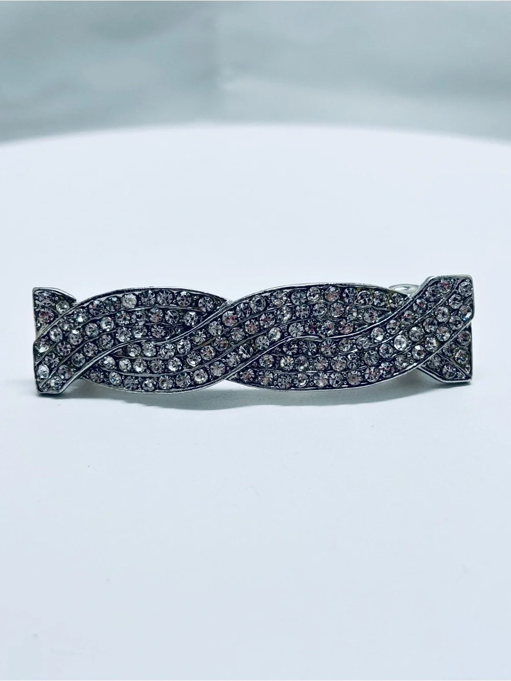 Silver And Crystal Hair Barrette Clip